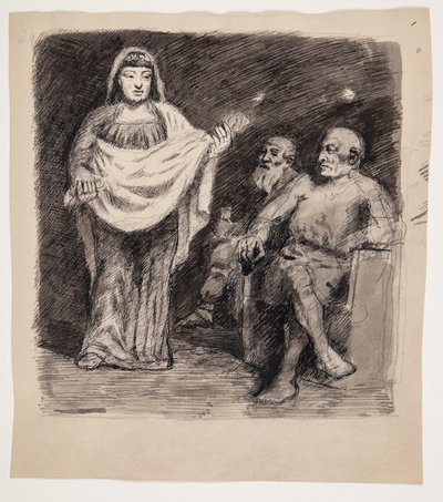 Femme devant deux hommes : motif de l