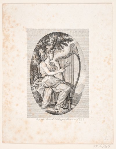 Femme jouant de la harpe - Oluf Olufsen Bagge