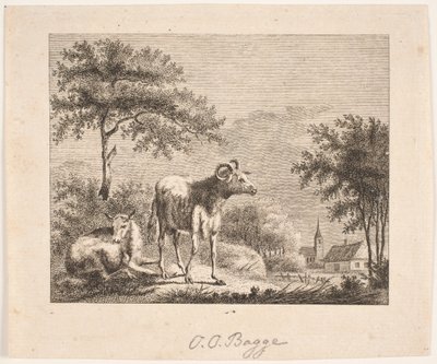 Paysage avec moutons - Oluf Olufsen Bagge
