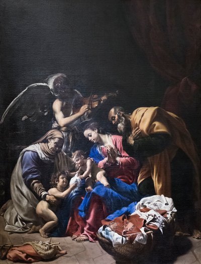 Sainte famille avec sainte Élisabeth, saint Jean-Baptiste et un ange - Orazio Borgianni