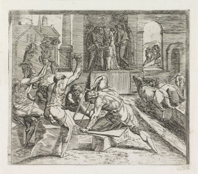 Salomon construit le temple à Jérusalem (Schilderingen in de Loggia van Rafaël) - Orazio Borgianni