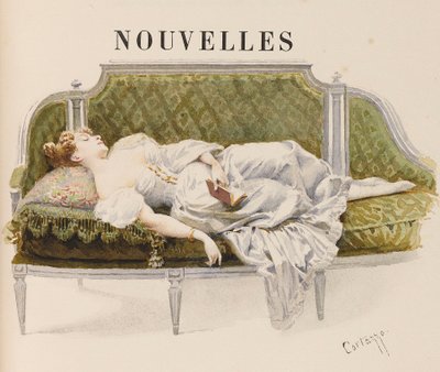 Page de titre pour Nouvelles par Alfred de Musset, 1887 - Oreste Cortazzo