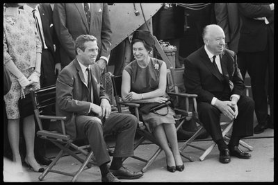 Paul Newman, Princesse Margaret et Alfred Hitchcock sur le plateau de 
