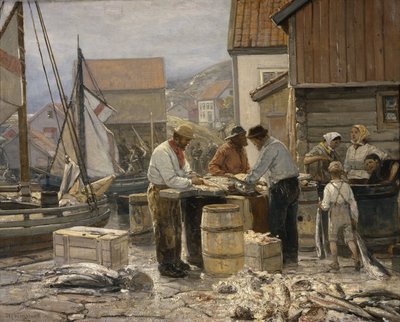 Marché aux poissons à Ålesund - Oscar Arnold Wergeland