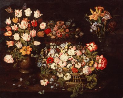 Quatre vases avec une sélection de fleurs - Osias the Elder Beert