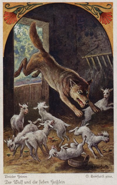 Scène de Le Loup et les sept chevreaux, par les frères Grimm - Oskar Herrfurth