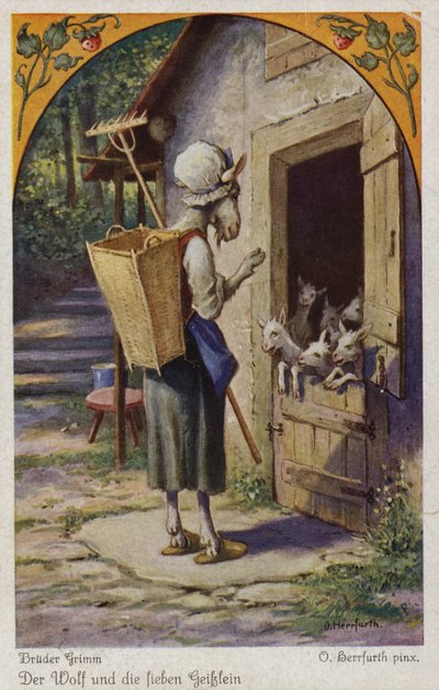 Scène de Le Loup et les sept chevreaux, par les frères Grimm - Oskar Herrfurth