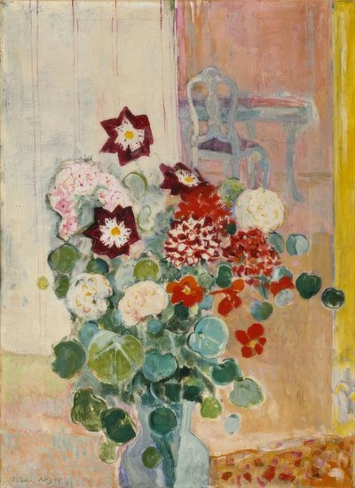 Bouquet de fleurs avec dahlias et cresson - Oskar Moll