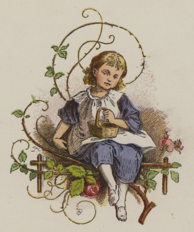 Petite fille assise tenant un panier - Oskar Pletsch