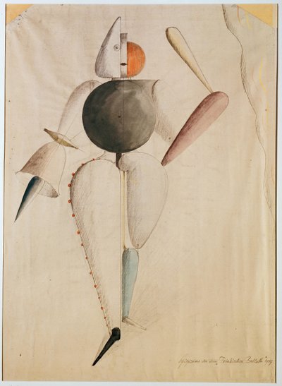 Conception de costume pour le Ballet Triadique, par Schlemmer, Oskar (1888-1943). Aquarelle sur papier - Oskar Schlemmer