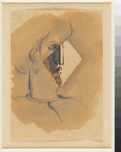 Profilkopf nach rechts mit Licht in Rautenform - Oskar Schlemmer