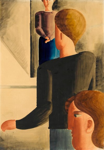 Trois figures dans la pièce Geste simple, 1928 - Oskar Schlemmer