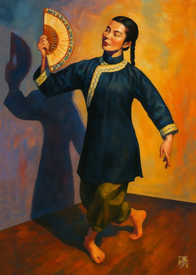Une danseuse gracieuse au ventilateur - Osvaldo Russo