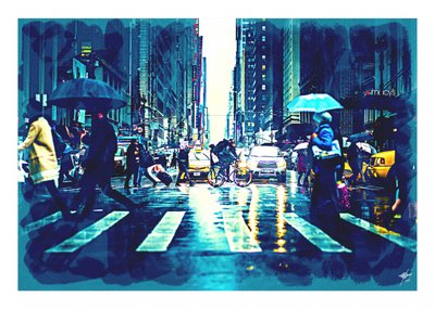 Une rue pluvieuse en ville - Osvaldo Russo