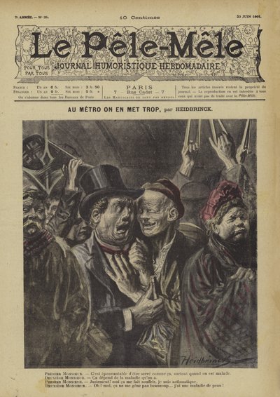 Au métro on en met trop. Illustration pour Le Pêle-Mêle - Oswald (after) Heidbrinck