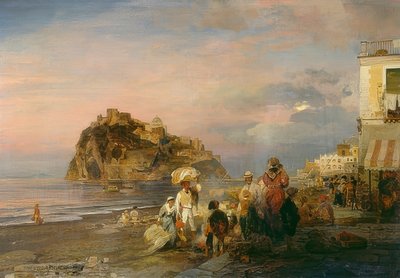 Plage au crépuscule à Ischia - Oswald Achenbach