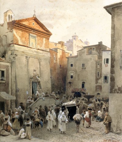 Funérailles à Palestrina - Oswald Achenbach