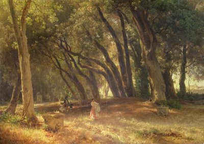 Dans le jardin de la Villa Borghese - Oswald Achenbach