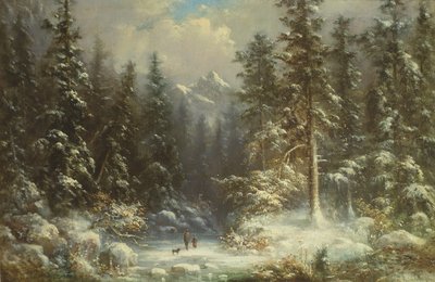 Scène de neige en forêt - Oswald Richter