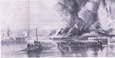 La chute de Sébastopol et la retraite des Russes, 8 septembre 1855, illustration de British Battles on Land and Sea, 1915 - Oswald Walters Brierly