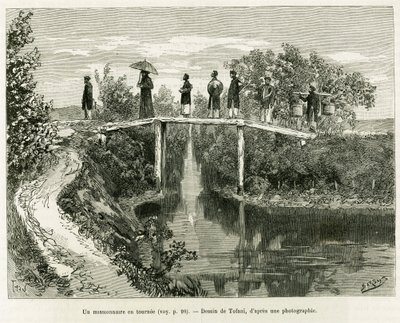 Un missionnaire en tournée. Gravure de Tofani, pour illustrer l