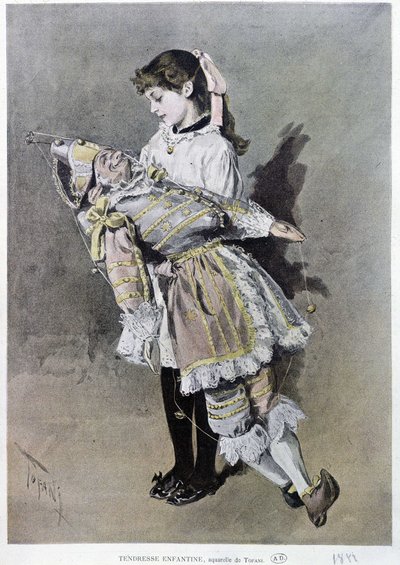 Tendresse enfantine : fille et sa poupée - Oswaldo Tofani