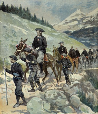Félix Faure avec des chasseurs alpins lors d