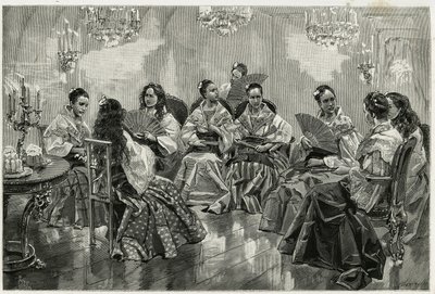 Foire commerciale chinoise, Daraga, Philippines. Gravure pour illustrer l