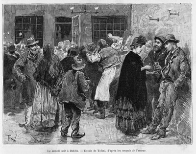 Samedi soir à Dublin. Gravure par Tofani, pour illustrer l