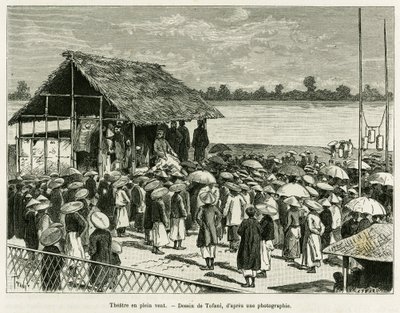 Théâtre dans le vent. Gravure pour illustrer l