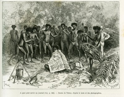 À quoi peut servir un journal ? Gravure par Tofani, pour illustrer l