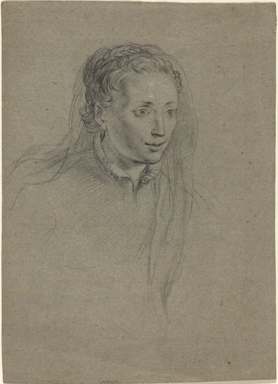 Jeune Femme avec Cheveux Tressés et Voile - Ottavio Leoni