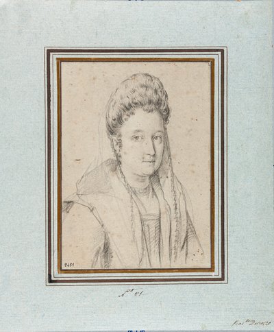 Portrait de Costanza Sforza di Santa Flora (1550-1617), Duchesse de Sora et épouse de Giacomo Boncompagni Dessin par Ottavio Leoni (1578-1630) Gênes, Musei di Strada Nuova, inv 2431 - Ottavio Mario Leoni