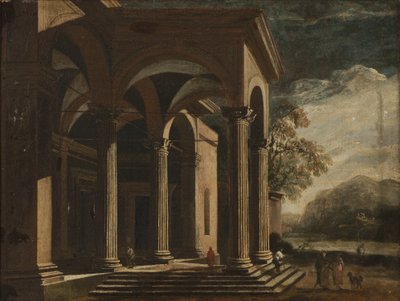 Fantaisie architecturale palais dans un paysage - Ottavio Viviani