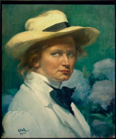 Autoportrait avec chapeau blanc - Ottilie Roederstein