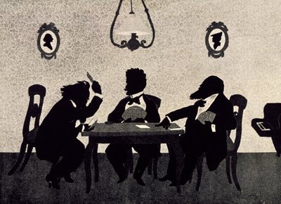 Partie de cartes entre Johannes Brahms, Richard Strauss et Hans Richter, silhouette noire par Otto Bohler - Otto Bohler