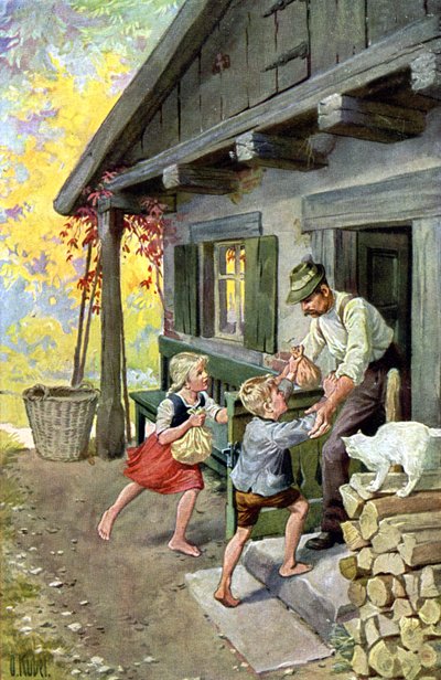 Hansel et Gretel retrouvent leur chemin, c.1910 - Otto Kubel