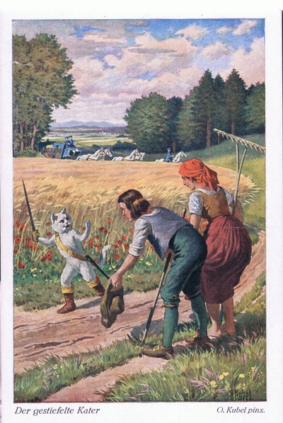 Le Chat Botté (conte de fées européen), carte postale d