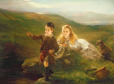 Deux enfants pêchant en Écosse - Otto Leyde