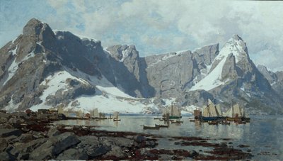 Paysage enneigé de Reine, Lofoten - Otto Ludvig Sinding