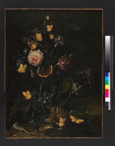 Fleurs, insectes et reptiles, 1673 - Otto Marseus  van Schrieck
