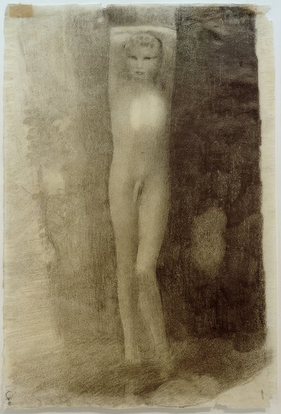 Jeune homme debout avec les bras croisés au-dessus de la tête - Otto Meyer Amden