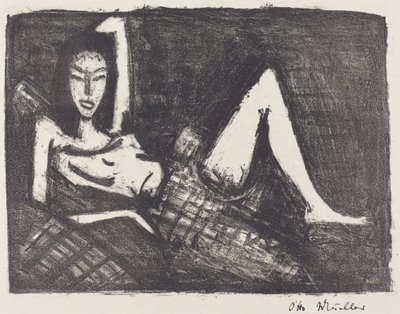 Fille sur un canapé (Madchen auf dem Kanapee) - Otto Müller