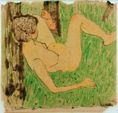 Jeune fille nue reposant - Otto Mueller