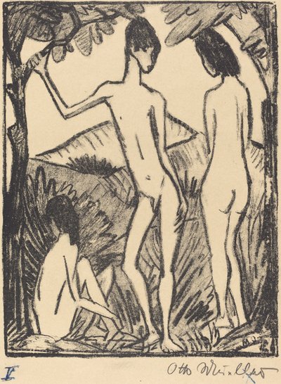 Garçon Debout et Deux Filles - Otto Müller