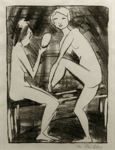 Deux nus avec miroir à main II - Otto Mueller