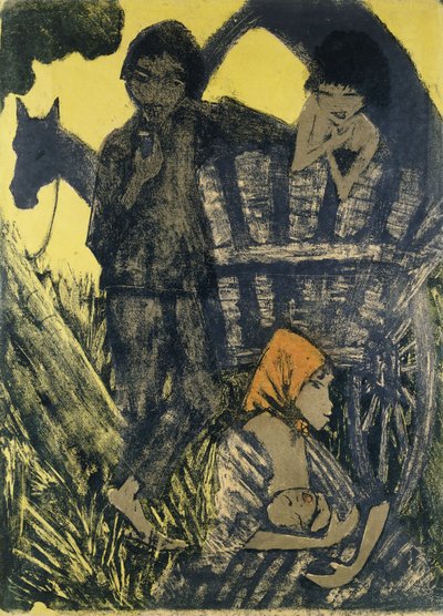Famille de Gitans sur une Charette - Otto Mueller
