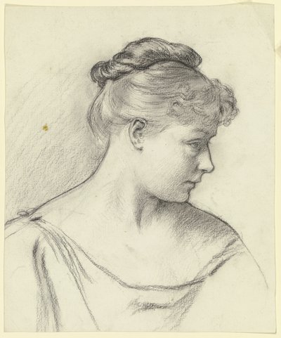 Tête de la femme assise tirée de « Préparation au bal costumé » - Otto Scholderer