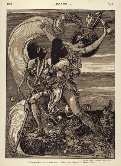 Une jeune femme - un vieil homme - une noix dure - une dent creuse - Otto Seitz