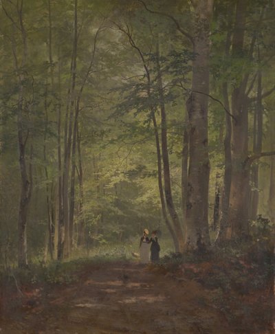 Intérieur de forêt avec personnages - Otto Seitz